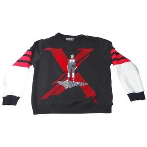 Black Pyramid Mens 3X Graphic Sweatshirt Crewneck Red Print Black White Sleeves